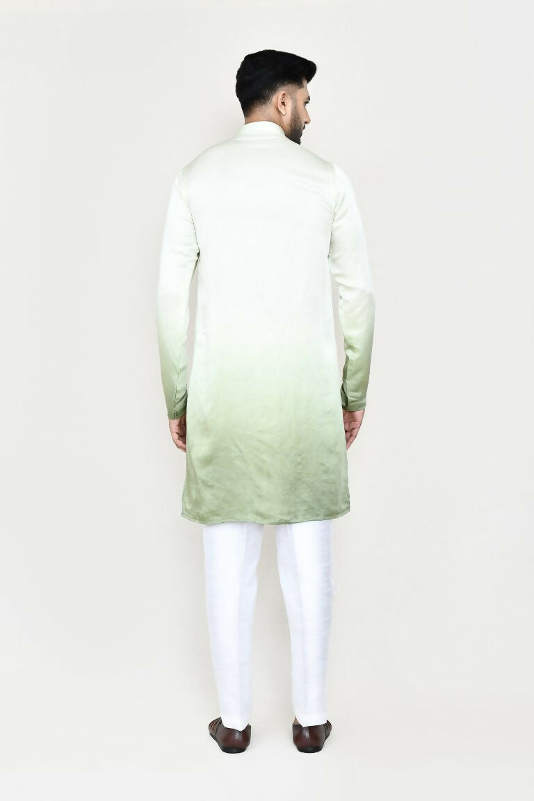 Joban Fashion Green Colored Satin Silk Fabric Kurta With Straight Fit Pant