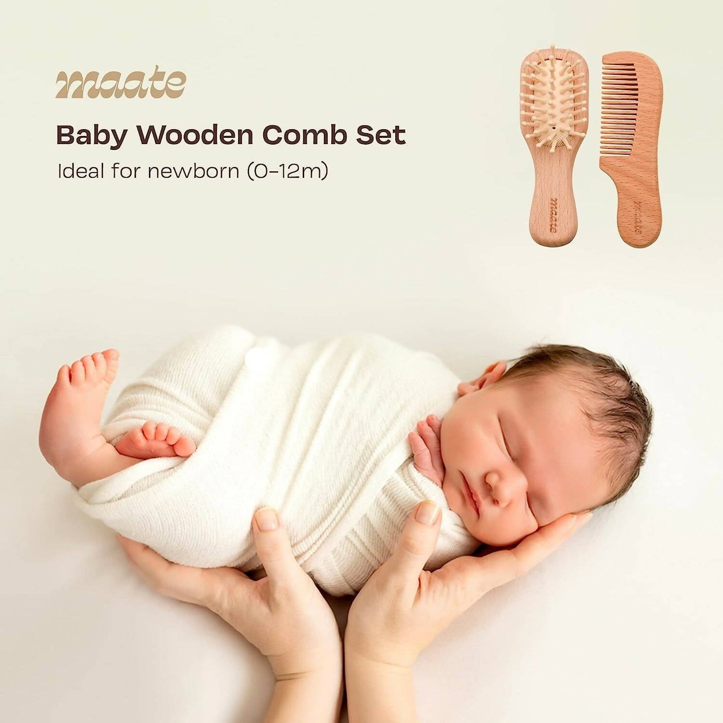 Maate Baby Wooden Comb Set | Beechwood Comb and Hair Brush