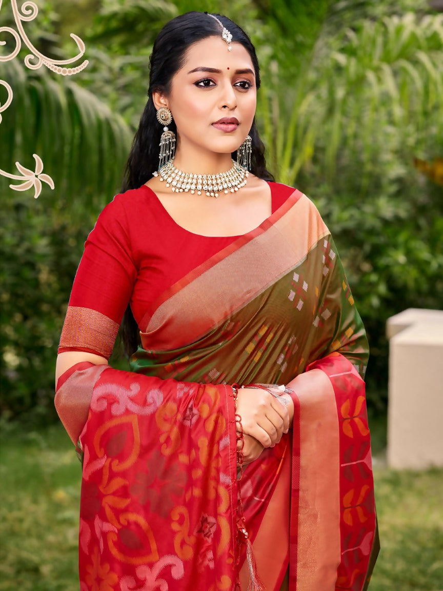 Anaita Brown Silk Saree With Blouse Piece