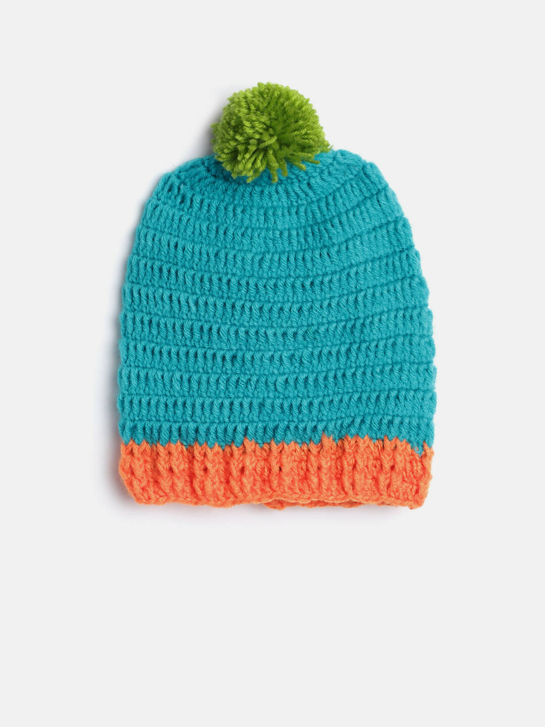 Chutput Kids Woollen Hand Knitted robot Detail Cap - Sea Green