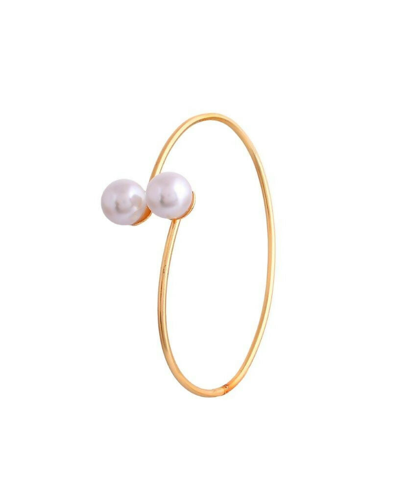 VOJ One Gram Gold-Polished Pearl Studded Bracelet