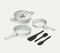Ember Cookware Set of 3 Soft-Touch Handle with Glass Lid (Frypan+Kadai+Ceramic Egg Pan