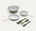 Ember Cookware Set of 3 SS (Frypan+Kadai with Glass Lid+Eggpan) with 3 Kitchen Tools