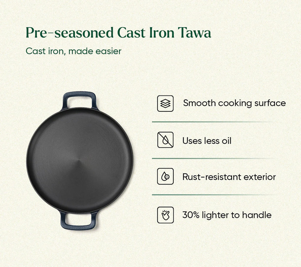 Ember Pre-Seasoned Cast Iron Tawa 30cm