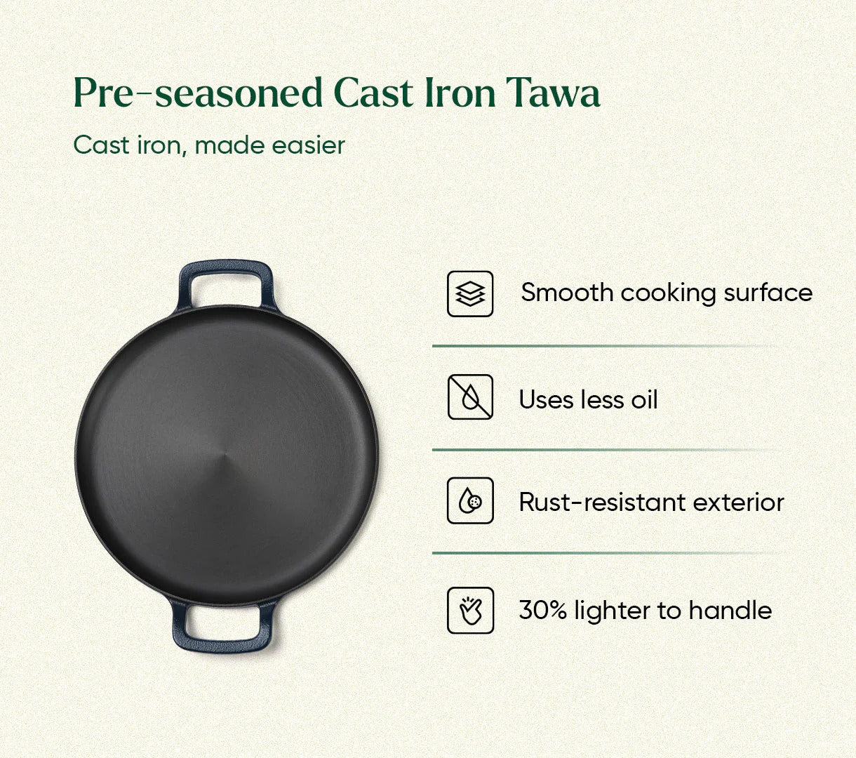 Ember Pre-Seasoned Cast Iron Tawa 30cm