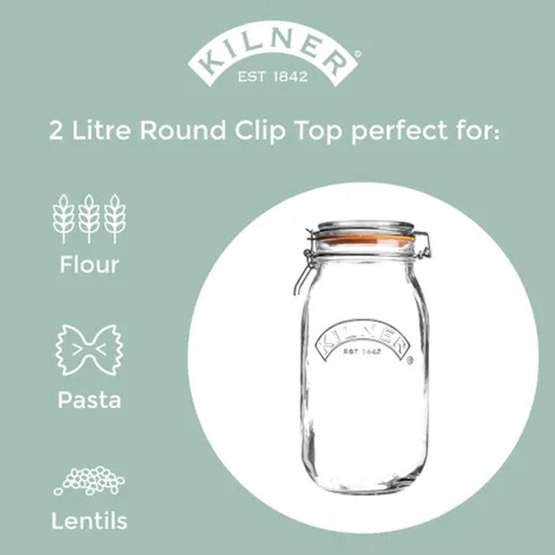 Clip Top Clear Glasses Round Jar | 500ml, 1 Litre, 2 Litre, 350ml