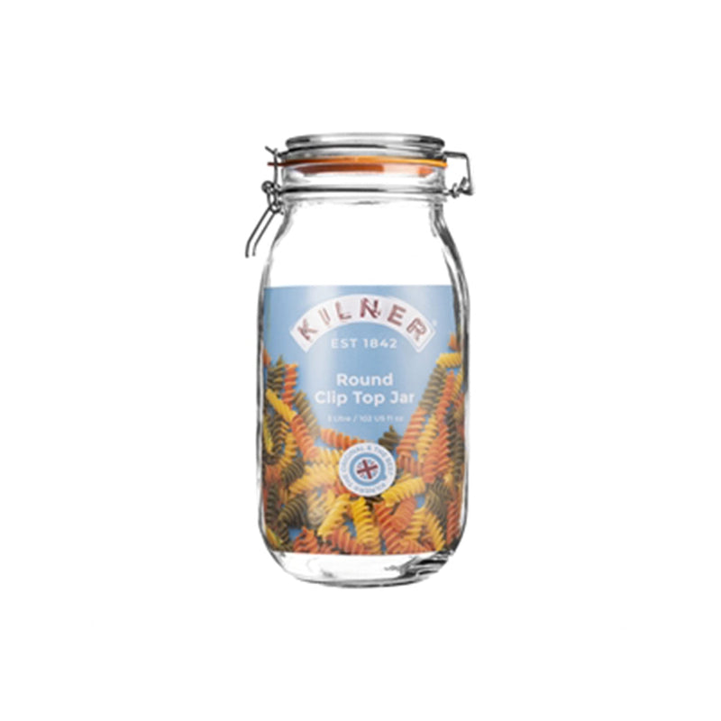 Clip Top Clear Glass Round Jar | 1.5 Litre, 3 Litre