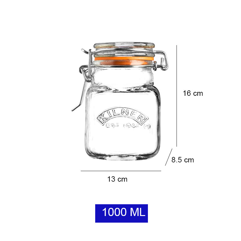Glass Clip Top Square Spice Jar | 500ml, 1 Litre, 1.5 Litre, 2 Litre