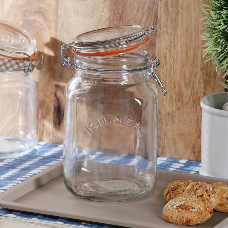 Glass Clip Top Square Spice Jar | 500ml, 1 Litre, 1.5 Litre, 2 Litre