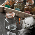Glass Clip Top 6 Piece Jar Set with Labels & Wooden Crate