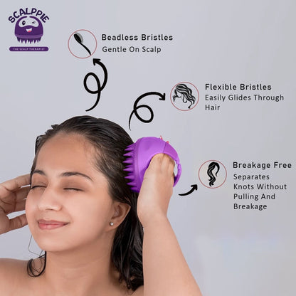 Scalppie Silicon Hair Scalp Massager & Shampoo Brush Scrub For Hair Growth & Anti Dandruff - Purple