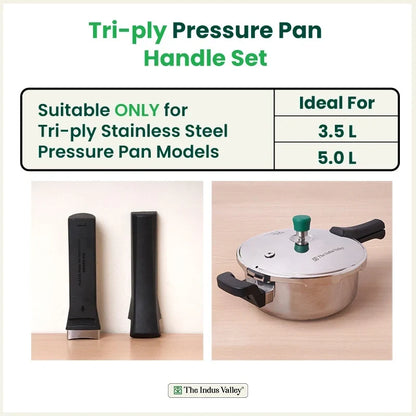 The Indus Valley 3.5L & 5.0L Triply Outer Lid Pressure Pan Handle Set