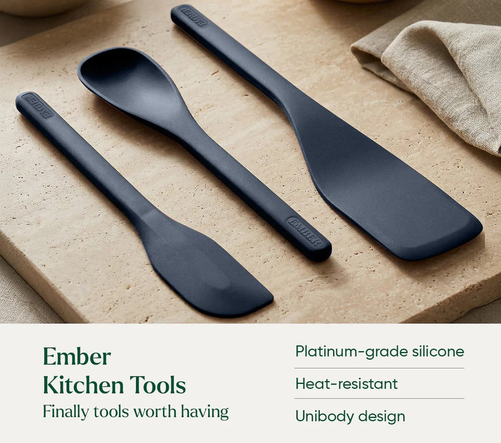 Ember Cookware Set of 3 Soft-Touch Handle with Glass Lid (Frypan+Kadai+Ceramic Egg Pan