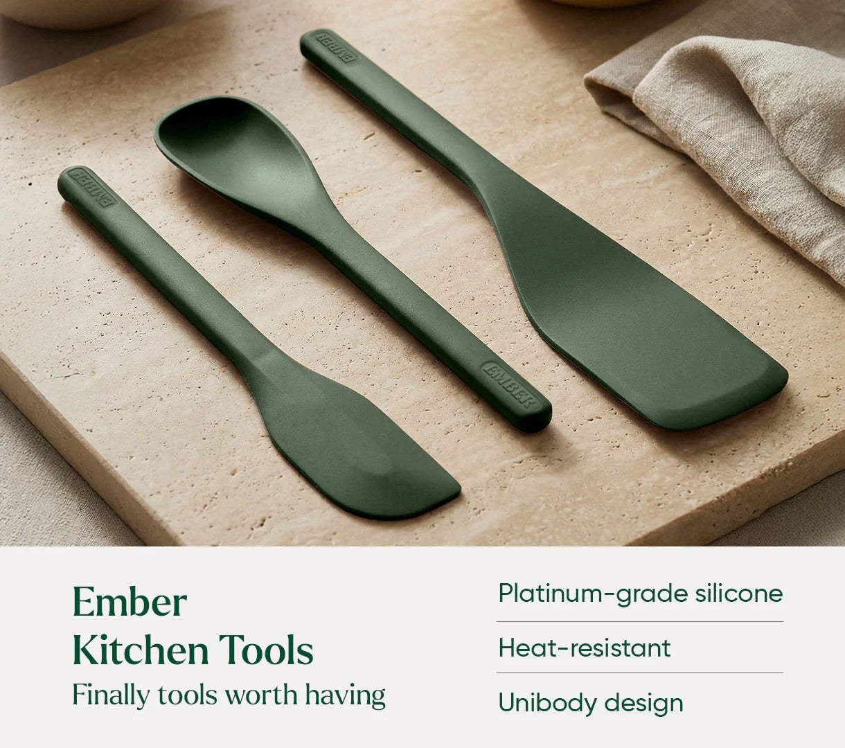 Ember Cookware Set of 3 SS (Frypan+Kadai with Glass Lid+Eggpan) with 3 Kitchen Tools