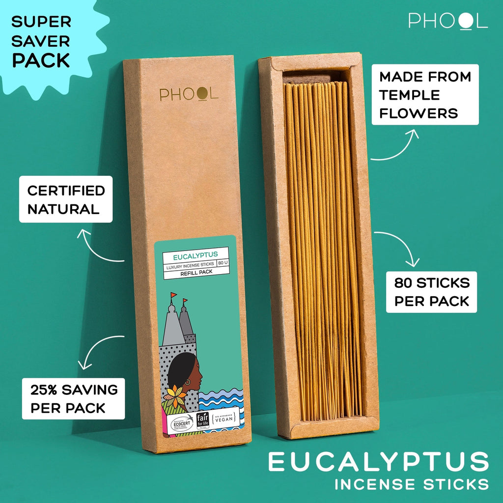 Phool Natural Incense Sticks Refill Pack Eucalyptus - 80 Sticks