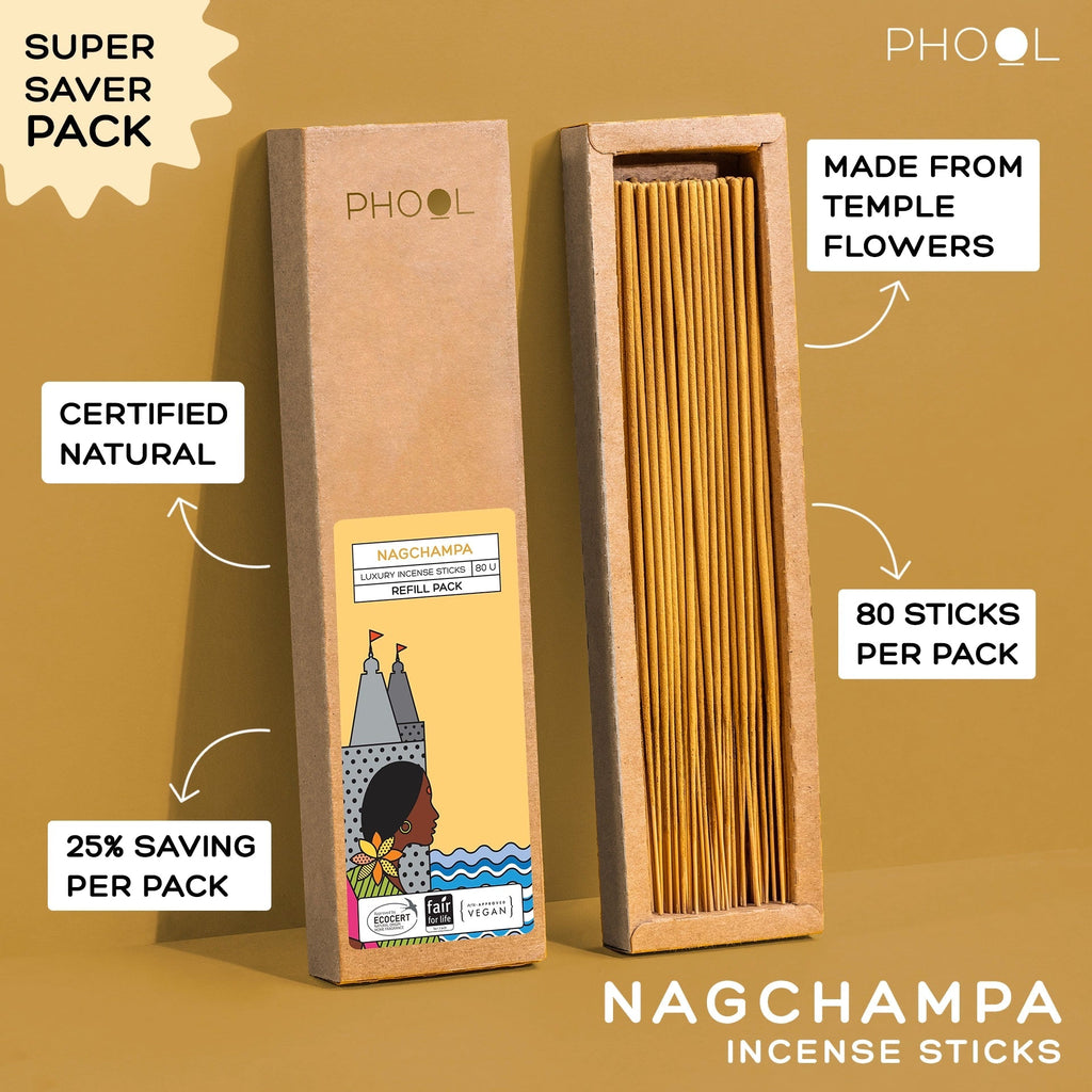 Phool Natural Incense Sticks Refill Pack Nagchampa - 80 Sitcks