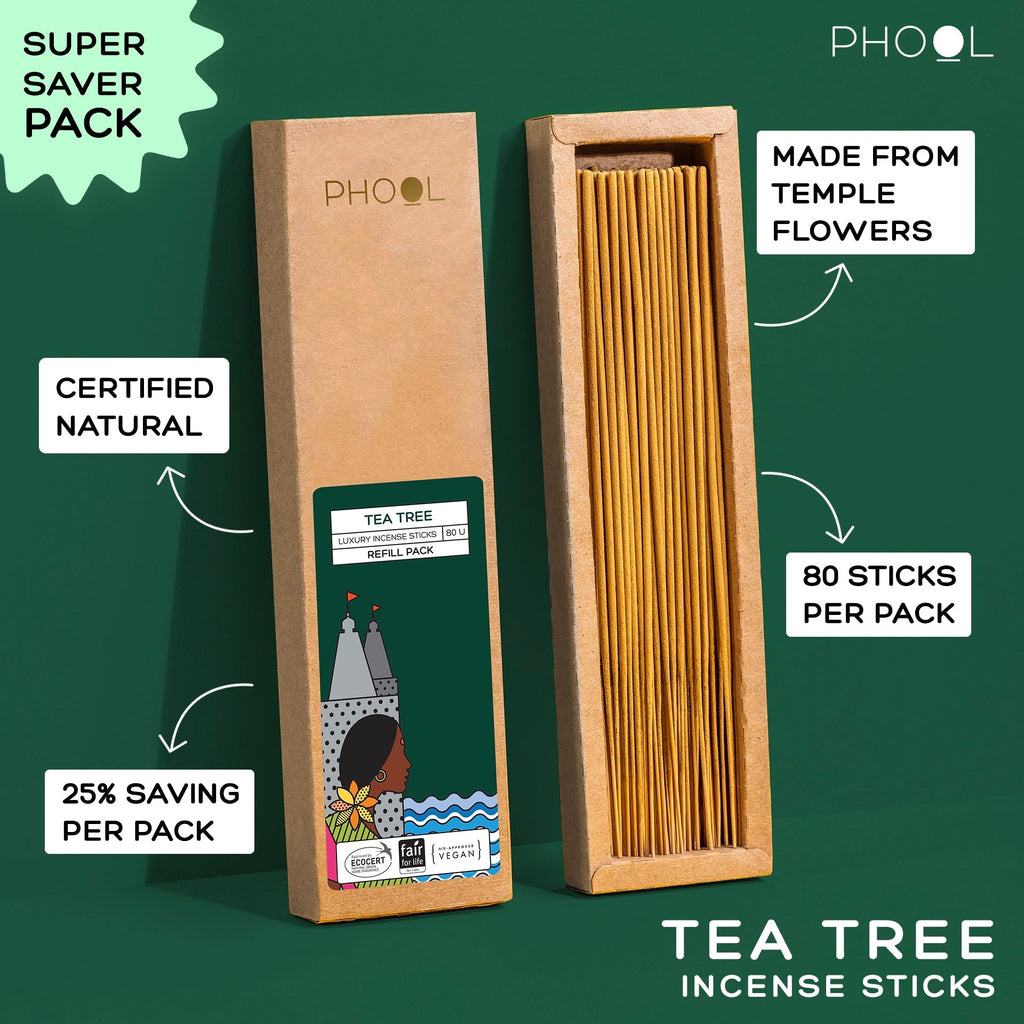 Phool Natural Incense Sticks Refill pack Tea Tree - 80 Sticks