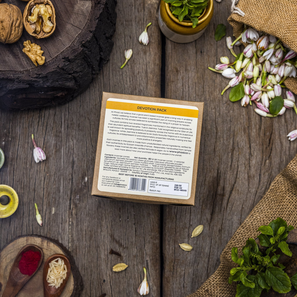 Phool Devotion Pack With Tulsi & Jasmine Cones Combo