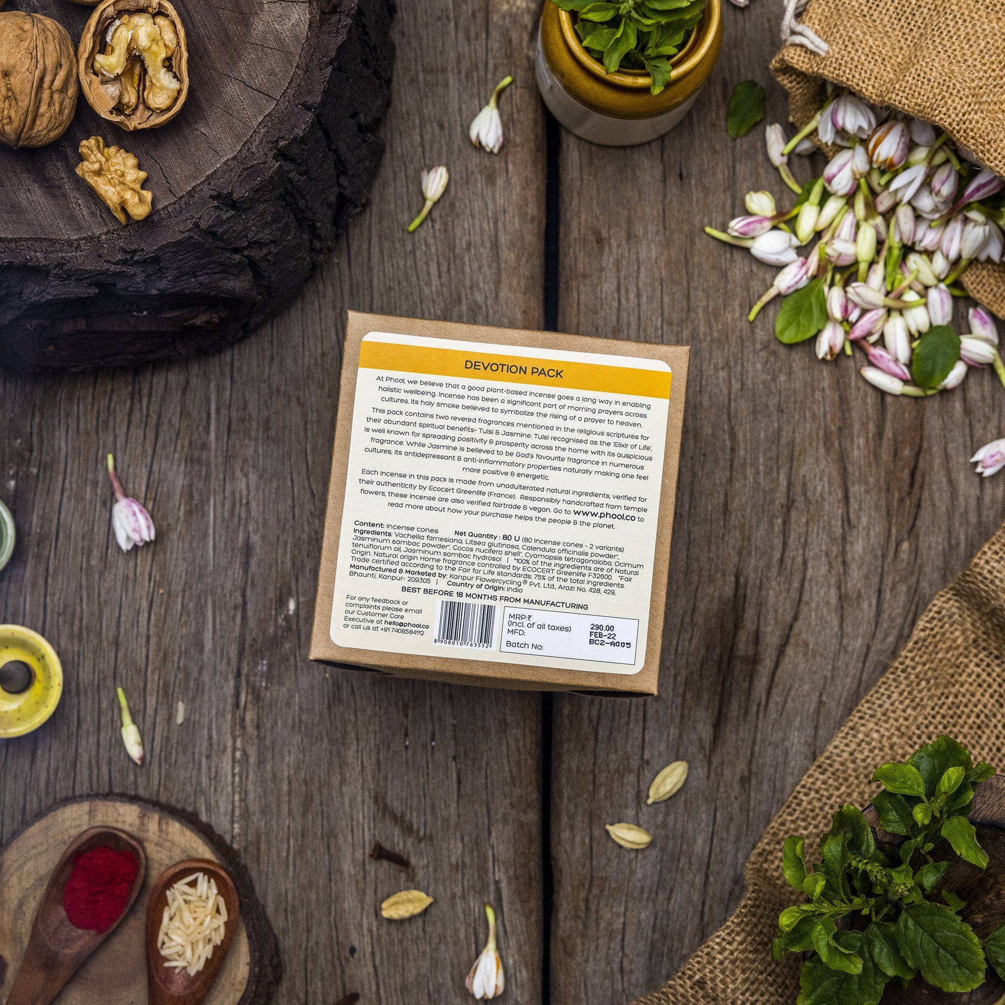 Phool Devotion Pack With Tulsi & Jasmine Cones Combo