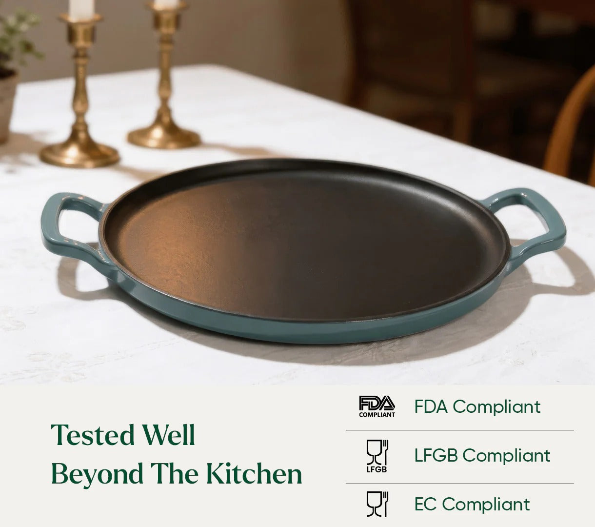 Ember TitaniumClad Ti-Enamel Cast Iron Tawa 30cm No-Season Rust-Proof