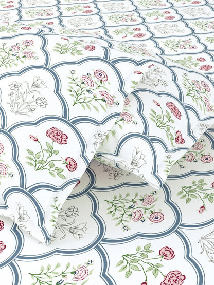 haus & kinder Blue & White Ethnic Motifs 186 TC King Bedsheet with 2 Pillow Covers