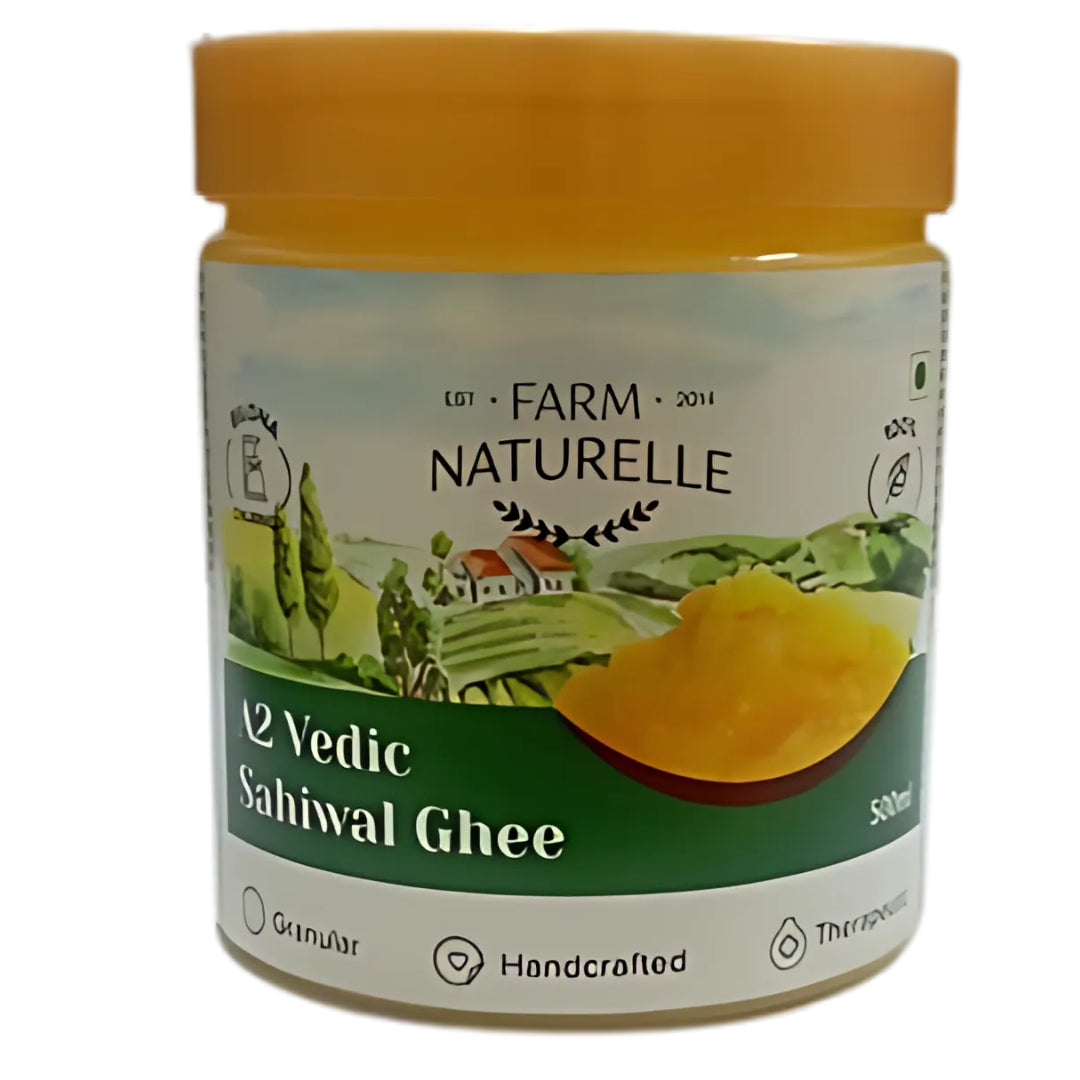 Farm Naturelle A2 Vedic Sahiwal Ghee - Desi Cow Ghee | Natural, Healthy, and Pure | Cultured Cow Ghee