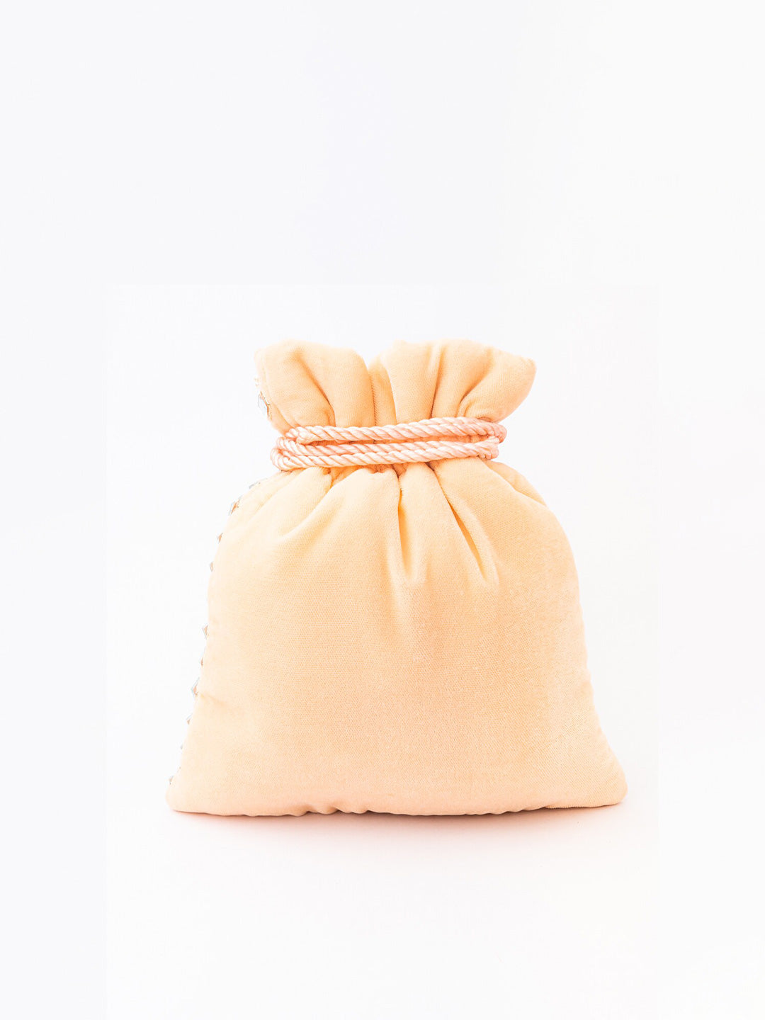 NR By Nidhi Rathi Peach-Coloured & White Embroidered Potli Clutch