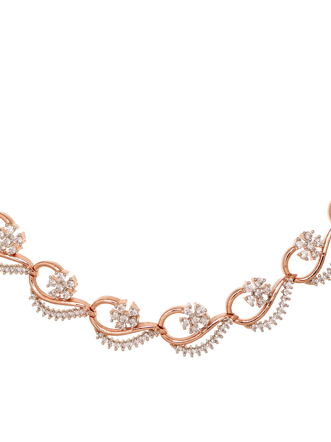 Saraf RS Jewellery Rose Gold-Polished White AD-Studded Jewellery Set