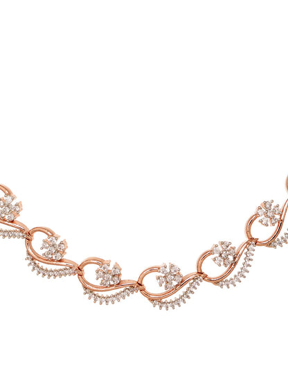 Saraf RS Jewellery Rose Gold-Polished White AD-Studded Jewellery Set