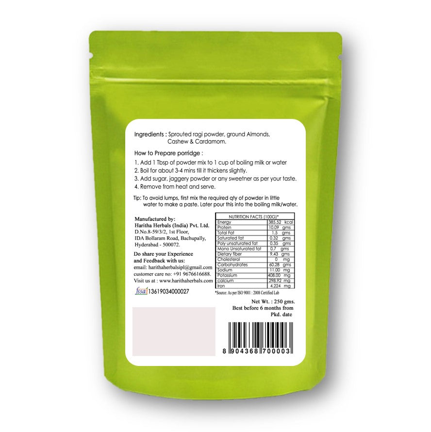 Haritha Herbals Sprouted Ragi porridge mix - 250 gms