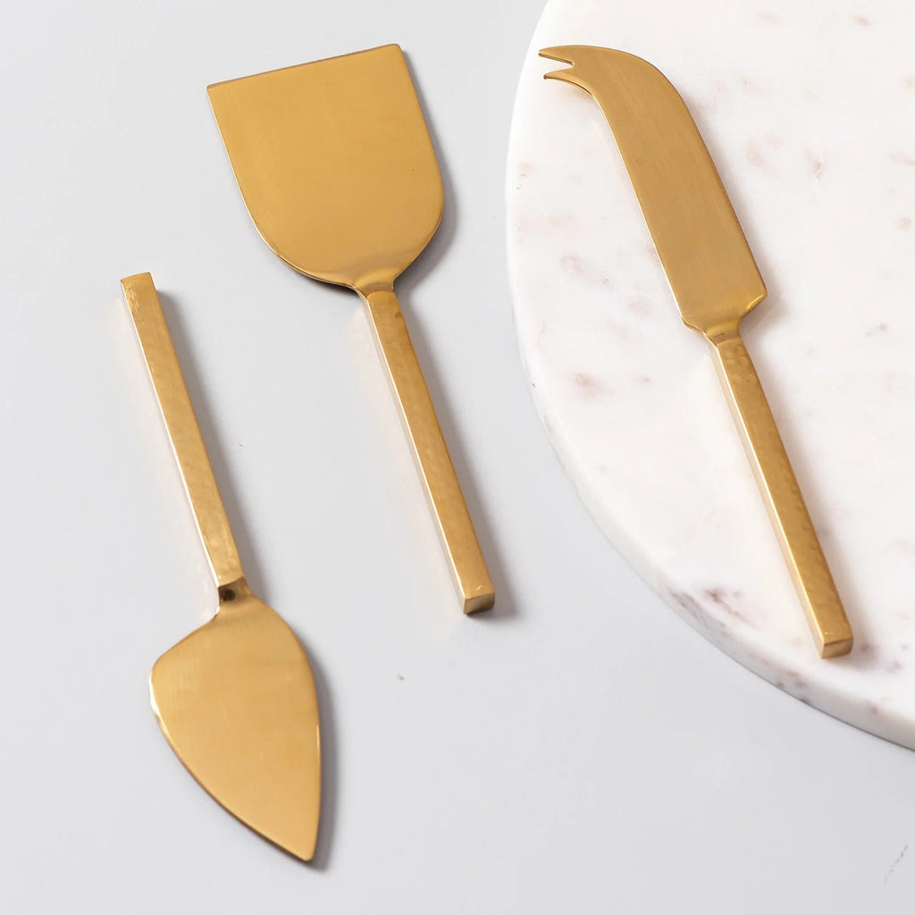 Nestroots Gold Cheese Knives Set of 3 Stainless Steel Gold Finish