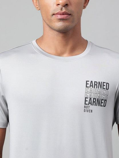Alcis Typography Printed Anti-Static Dry Tech Slim Fit Sports T-shirt