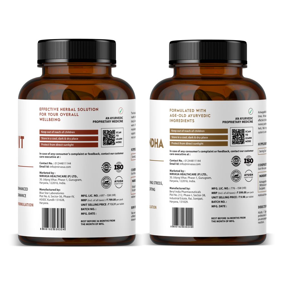 Nirvasa SJ and Ashwagandha Tablets Combo