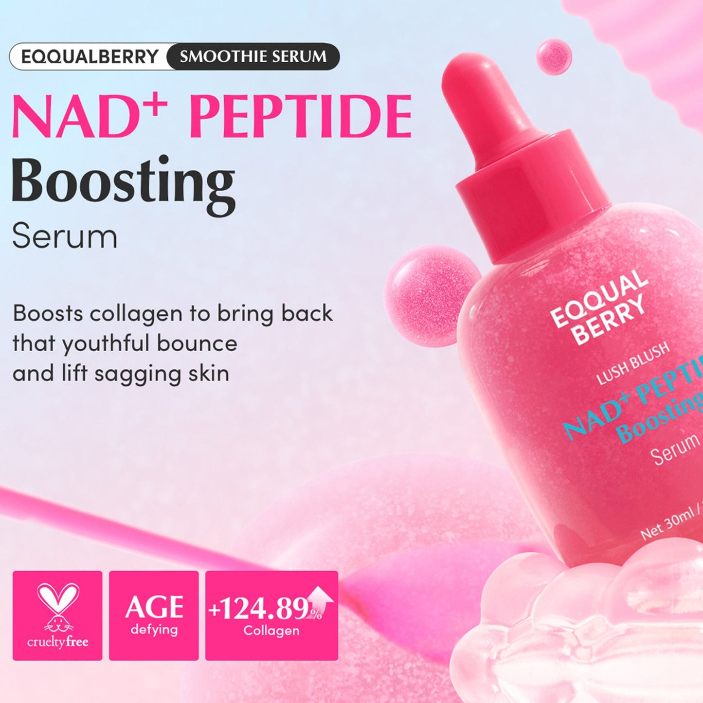 Eqqualberry NAD+ Peptide Boosting Serum – Anti-Aging & Plumping Effect