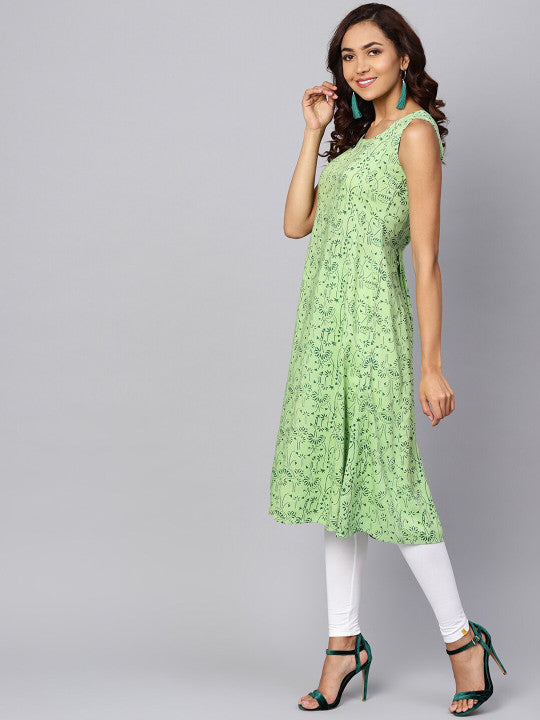 Anayna Women Green Floral Printed Kurta