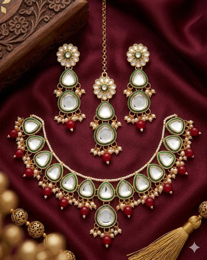 Jewel City undan Gold-Plated Pearl Choker Necklace Set | Indian Ethnic Bridal Wedding Jewellery | Handcrafted