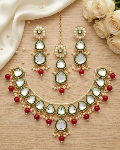 Jewel City undan Gold-Plated Pearl Choker Necklace Set | Indian Ethnic Bridal Wedding Jewellery | Handcrafted