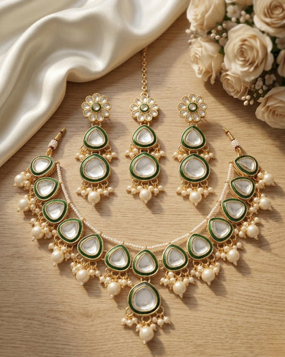 Jewel City undan Gold-Plated Pearl Choker Necklace Set | Indian Ethnic Bridal Wedding Jewellery | Handcrafted