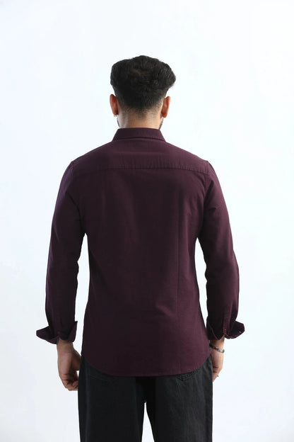 Xkind Purple Textured Slim Fit Shirt