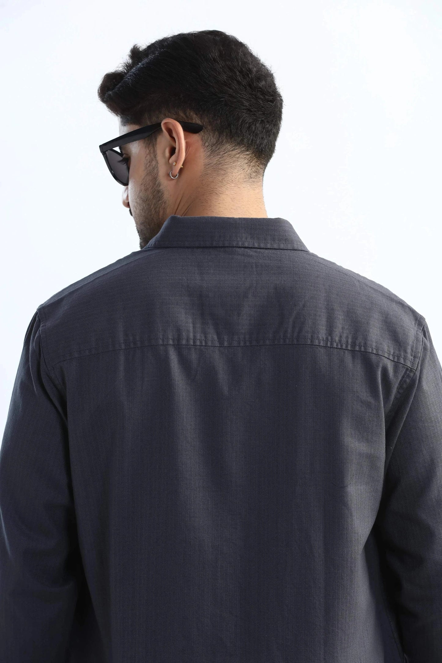 Xkind Dark Grey Textured Regular Fit Shirt/ Overshirt