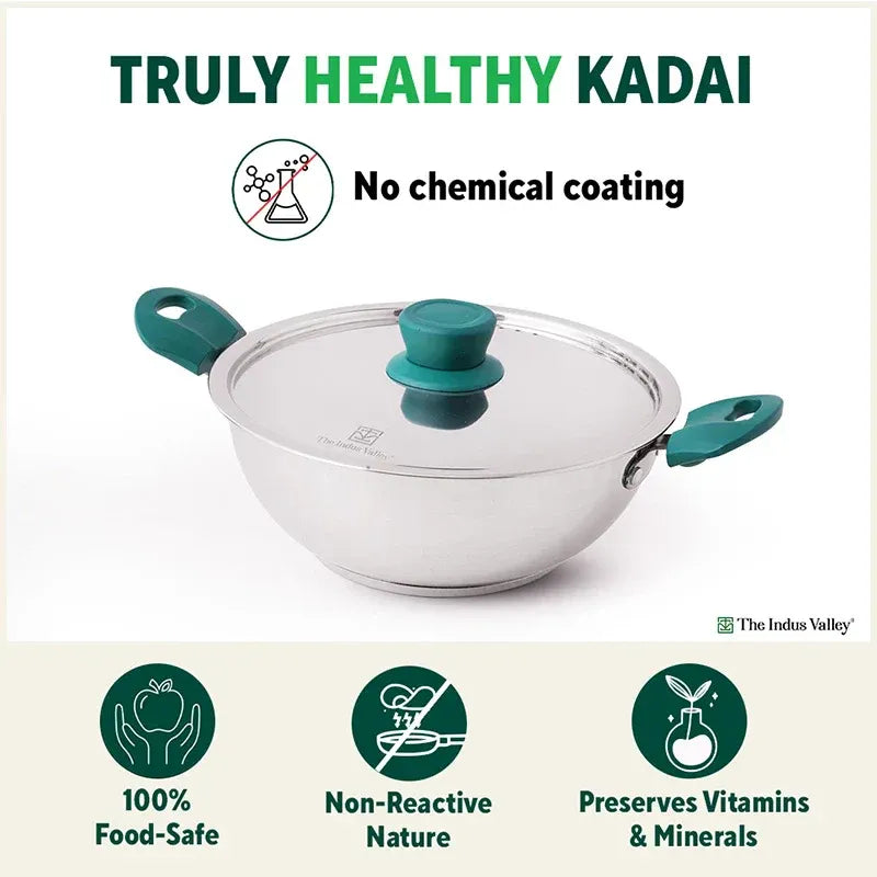 The Indus Valley Stainless Steel Capsule Bottom Kadai