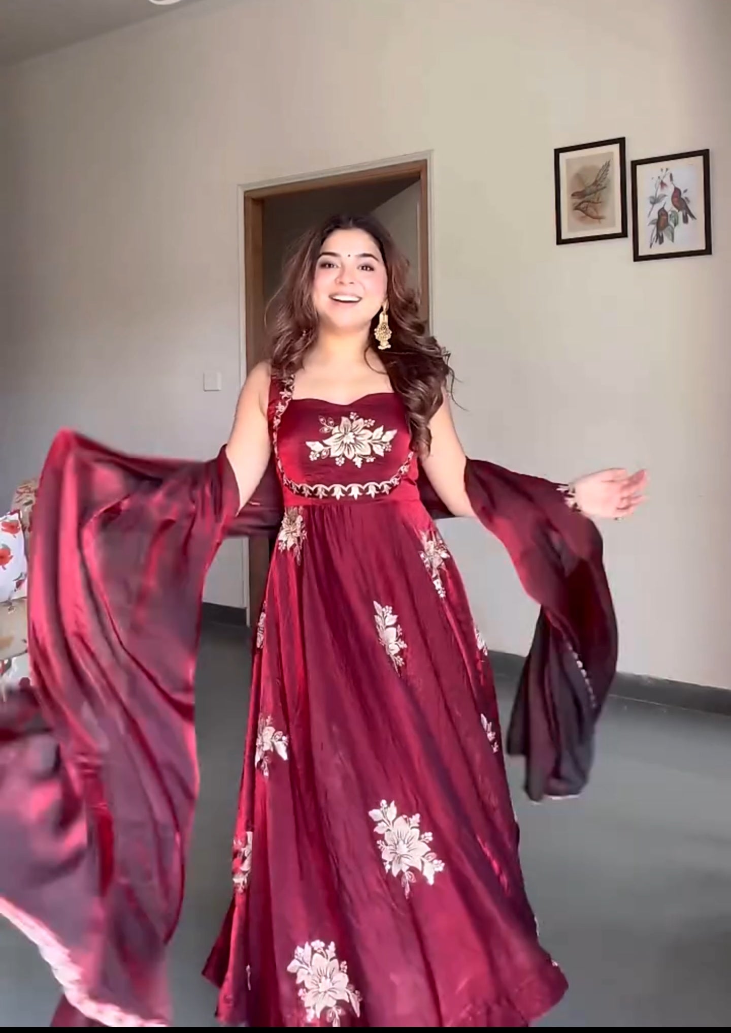 Yash Enterprise Maroon Fandy Silk Party Wear Embroidery Suit Set