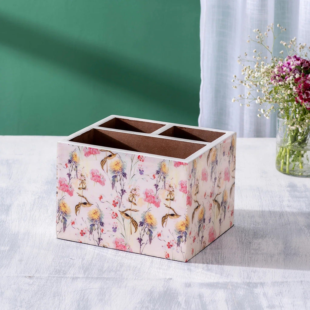 Nestroots Allure Botanic MDF Enamel Cutlery Holder Printed Large