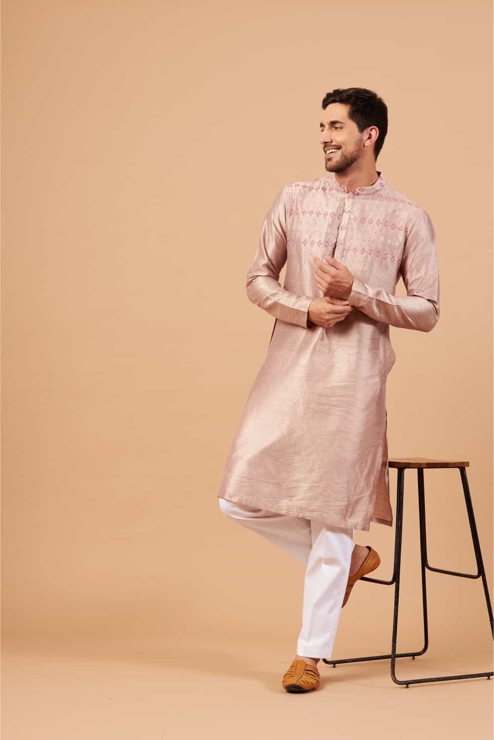 Florne Floral Geometric Embroidered Kurta by Hilo Design