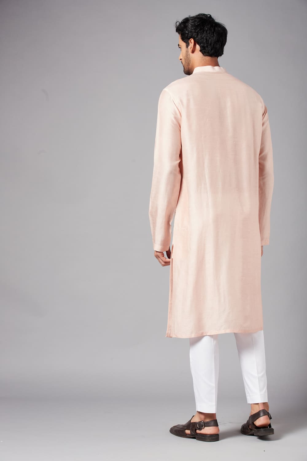 Moori Peach Embroidered Kurta by Hilo Design