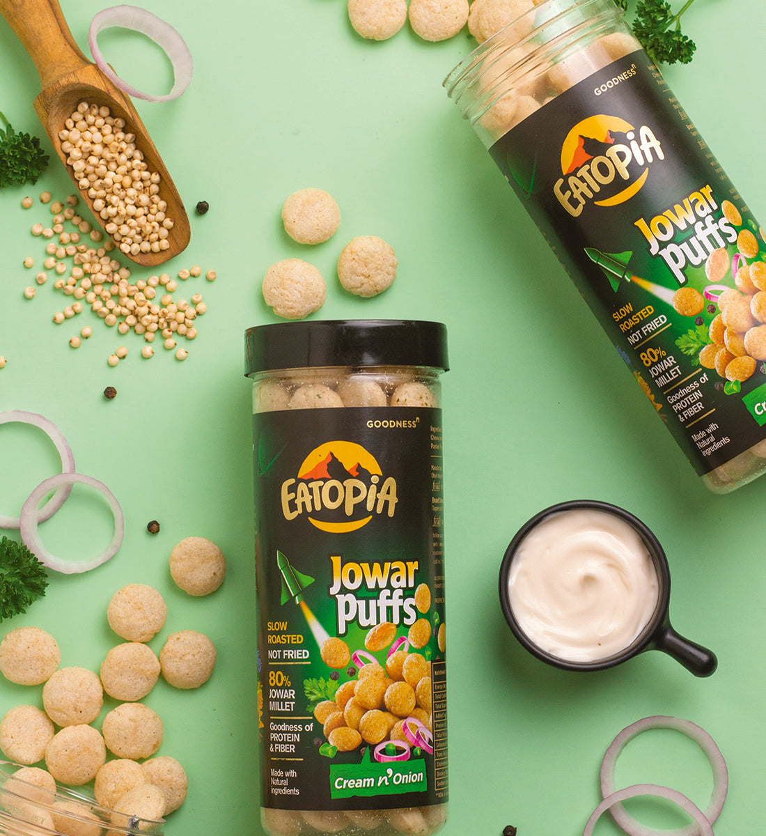 Eatopia Superfoods Jowar Puffs - Cream & Onion