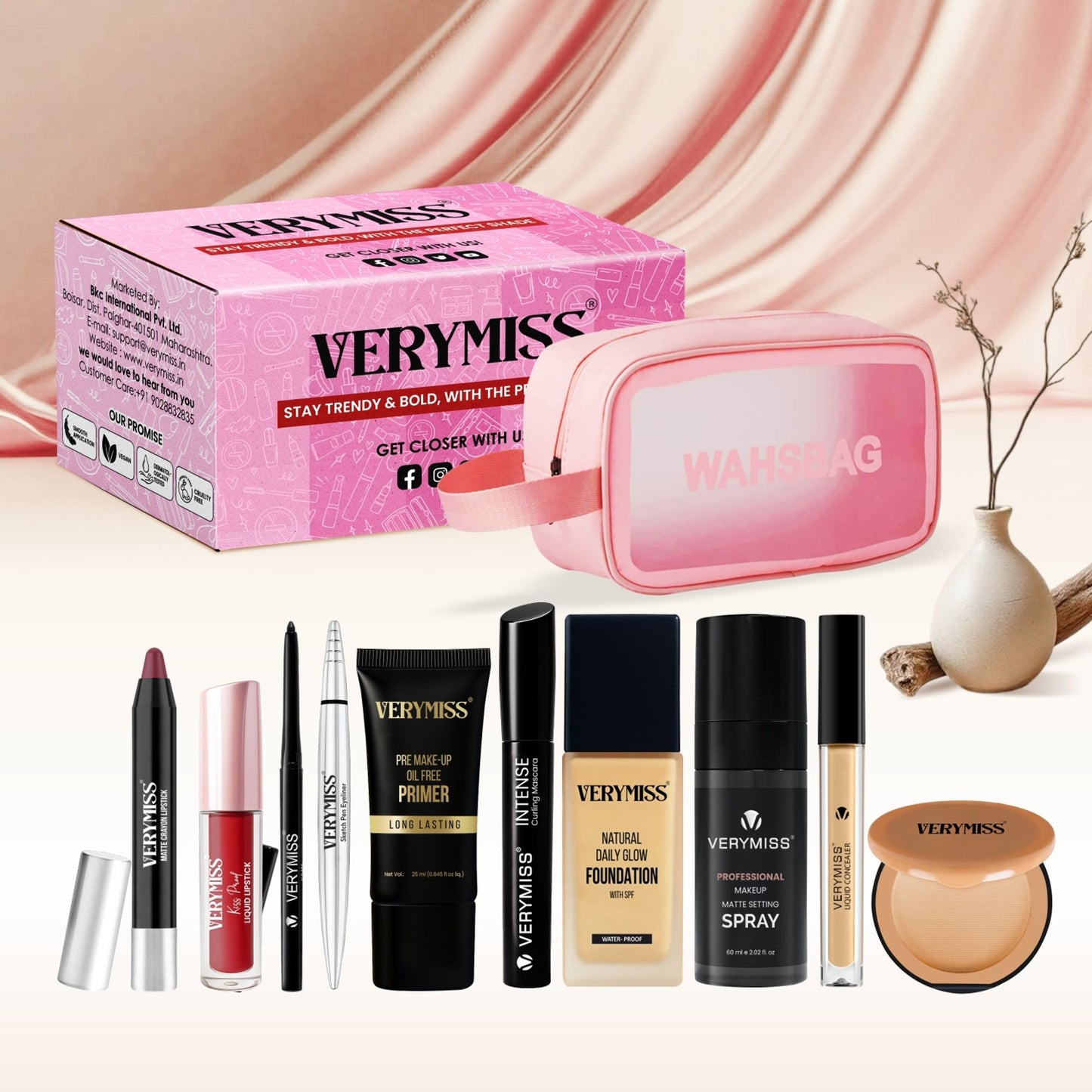 VERYMISS Ultimate Makeup Combo - 1 + Free Makeup Pouch