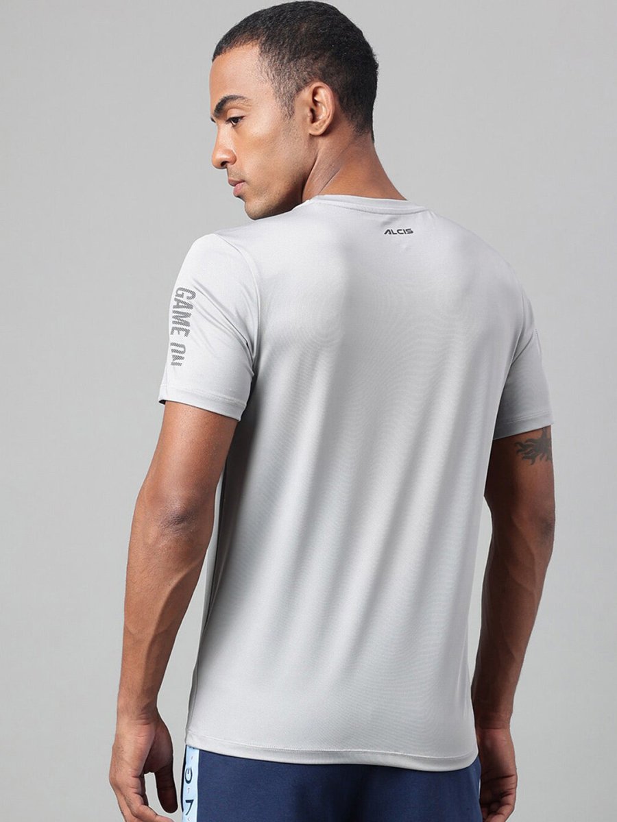 Alcis Typography Printed Anti-Static Dry Tech Slim Fit Sports T-shirt