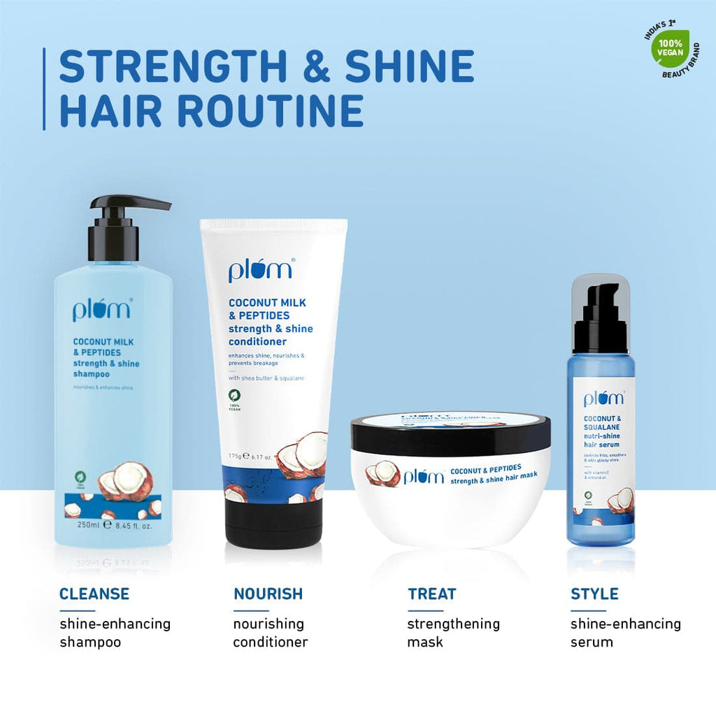 Plum Coconut Milk & Peptides Shampoo And Conditioner for dry,frizzy Hair Combo