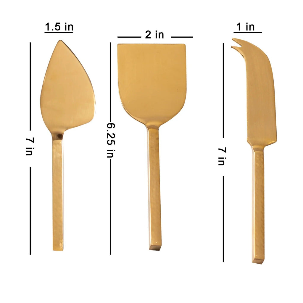 Nestroots Gold Cheese Knives Set of 3 Stainless Steel Gold Finish